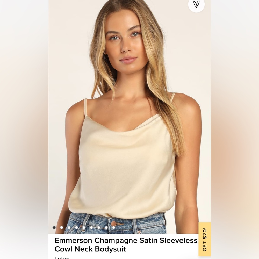 Champaign Satin Cowl Neck Body Suit